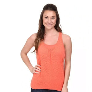 Prana Mika Tank Top Layered Ikat tribal print orange stretch workout athleisure